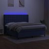vidaXL Sommier &agrave; lattes de lit matelas et LED Bleu 160x200 cm Tissu