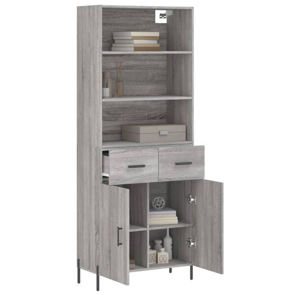 vidaXL Buffet haut Sonoma gris 69,5x34x180 cm Bois d'ing&eacute;nierie