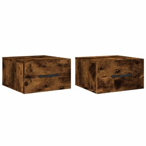 vidaXL Tables de chevet murales 2 pcs ch&ecirc;ne fum&eacute; 35x35x20 cm