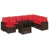 vidaXL Ensemble de canap&eacute; de jardin 9 pcs avec coussins marron r&eacute;sine tress&eacute;e