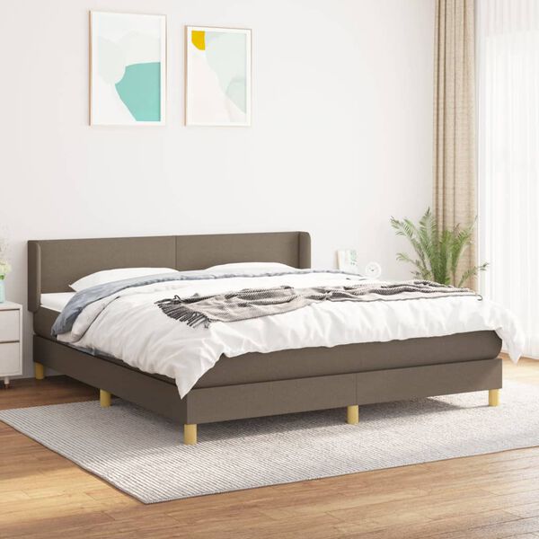 vidaXL Sommier &agrave; lattes de lit avec matelas Taupe 180x200 cm Tissu