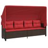 vidaXL Chaise longue avec auvent et coussins marron r&eacute;sine tress&eacute;e