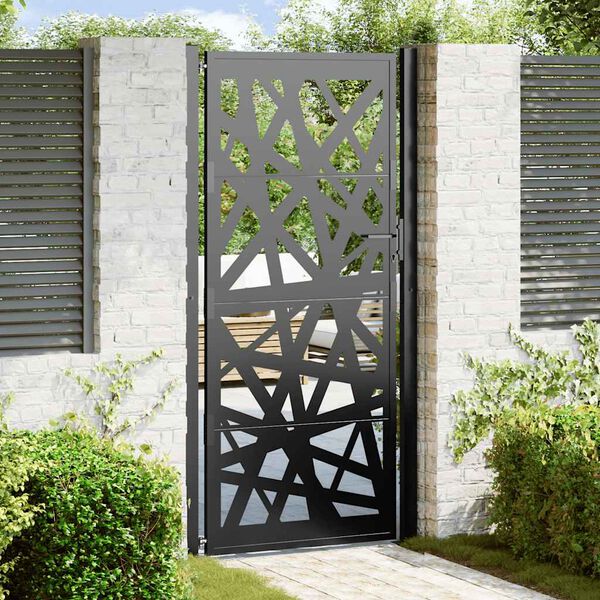 vidaXL Portail de jardin Noir 100x200 cm Acier Design l&eacute;ger