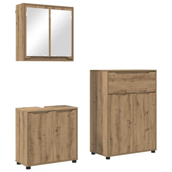 vidaXL Ensemble de mobilier de salle de bain 3 pcs Ch&ecirc;ne artisanal