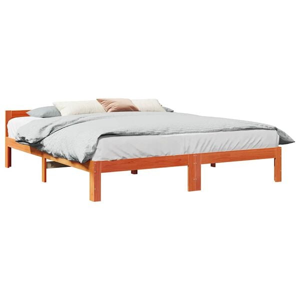 vidaXL Cadre de lit sans matelas cire marron 160x200cm bois pin massif