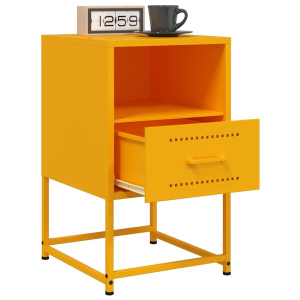 vidaXL Tables de chevet 2 pcs jaune moutarde 36x39x60,5 cm acier