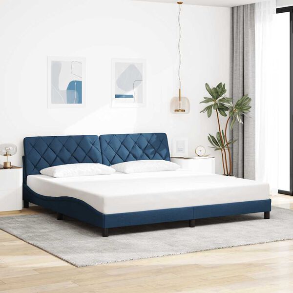 vidaXL Cadre de lit sans matelas bleu 200x200 cm tissu