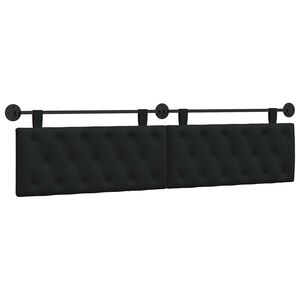 vidaXL T&ecirc;te de lit suspendue Montage mural Noir 210 x 55 x 7 cm tissu