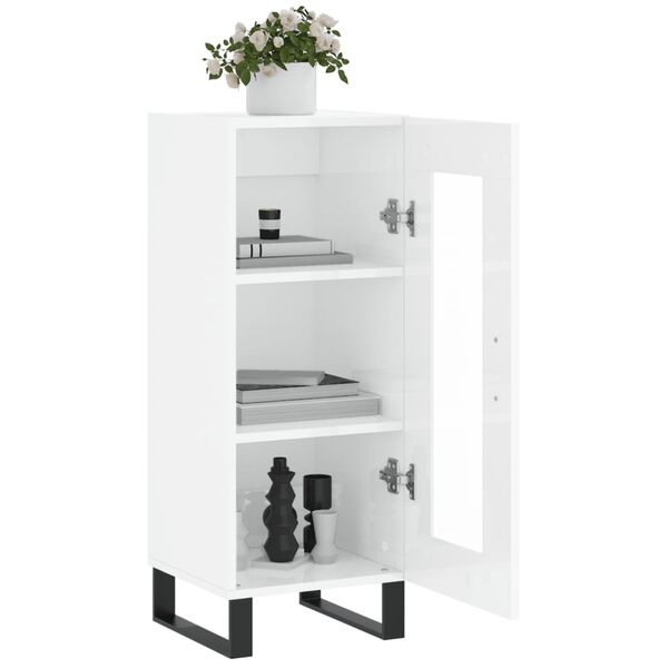 vidaXL Buffet Blanc brillant 34,5x34x90 cm Bois d'ing&eacute;nierie