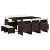 vidaXL Ensemble &agrave; manger de jardin et coussins 11 pcs marron rotin
