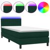 vidaXL Sommier &agrave; lattes de lit et matelas et LED vert fonc&eacute; 100x220cm velours