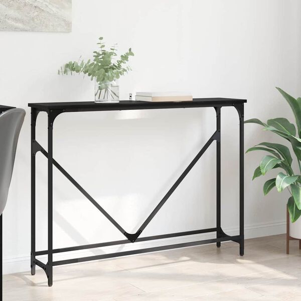 vidaXL Table console Ch&ecirc;ne noir 102 x 23 x 75 cm Bois d'ing&eacute;nierie