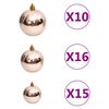 vidaXL Set de boules de Noël avec pic et 300 LED 120pcs Doré rose