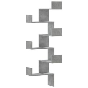 vidaXL &Eacute;tag&egrave;re murale d'angle gris b&eacute;ton 45x45x147cm bois d'ing&eacute;nierie