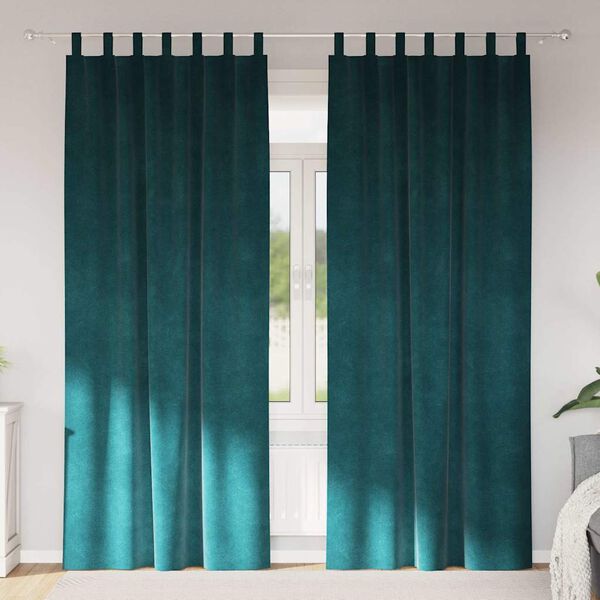 vidaXL Rideaux occultants 2 pcs Vert fonc&eacute; 140 x 260 cm Velours