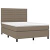 vidaXL Sommier &agrave; lattes de lit et matelas et LED Taupe 140x190cm Tissu