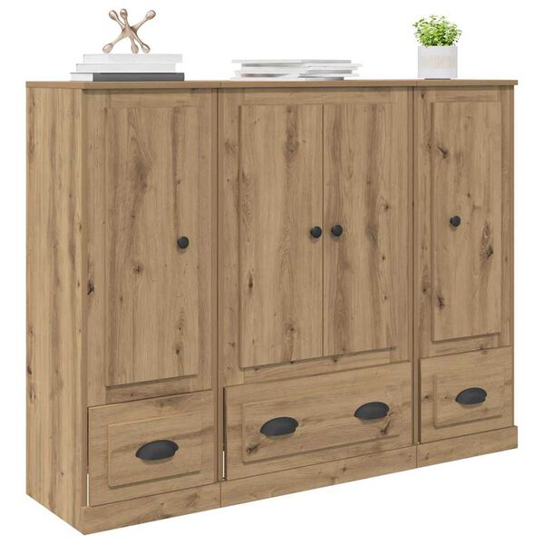vidaXL Haut Armoire 3 pcs Ch&ecirc;ne artisanal Bois d'ing&eacute;nierie