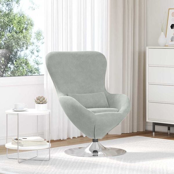 vidaXL Fauteuil &oelig;uf Gris clair Velours