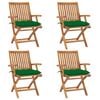 vidaXL Chaises pliables de jardin avec coussins lot de 4 Teck solide