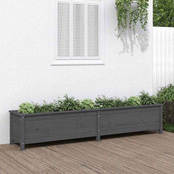 vidaXL Lit sur&eacute;lev&eacute; de jardin gris 199,5x40x39 cm bois de pin massif