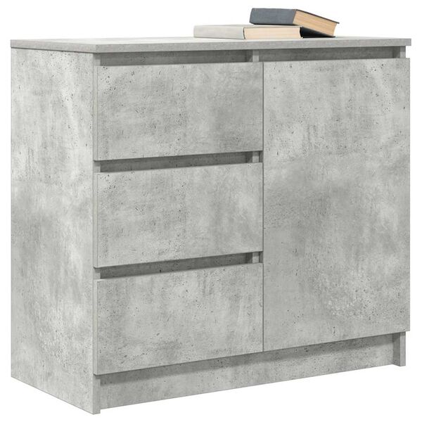 vidaXL Buffet avec tiroir gris b&eacute;ton 71x35x65 cm bois d'ing&eacute;nierie