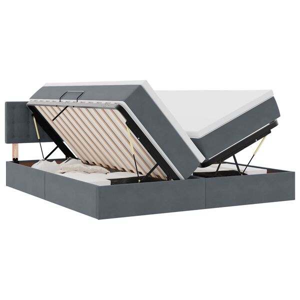 vidaXL Lit de Rangement avec matelas Gris fonc&eacute; 90 x 200 cm