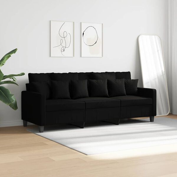 vidaXL Canap&eacute; &agrave; 3 places Noir 180 cm Tissu