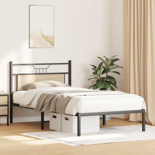 vidaXL Cadre de lit sans matelas ch&ecirc;ne sonoma 107x203 cm