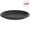 vidaXL Plateau &agrave; fleurs rond 24 pcs Noir &Oslash; 17,5 x 2 cm Plastique