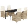 vidaXL Ensemble &agrave; manger de jardin avec coussins 5pcs Beige poly rotin