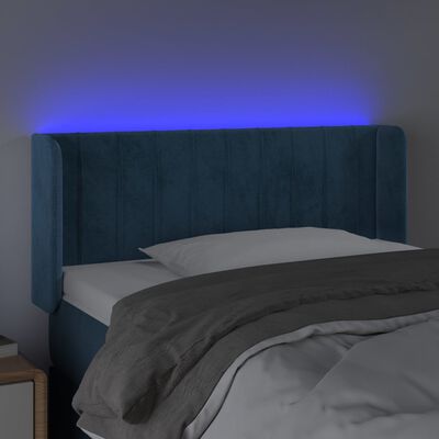 vidaXL Tête de lit à LED Bleu foncé 103x16x78/88 cm Velours