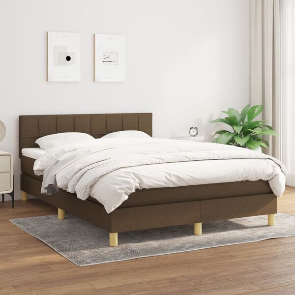 vidaXL Sommier &agrave; lattes de lit avec matelas Marron fonc&eacute; 140x200 cm