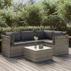 vidaXL Salon de jardin 5 pcs avec coussins Gris R&eacute;sine tress&eacute;e