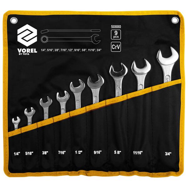 VOREL Ensemble de cl&eacute;s mixtes 9 pcs 6-19 mm