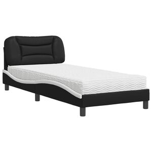 vidaXL Lit avec matelas Hvar noir et blanc 80x200 cm similicuir