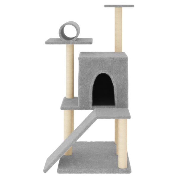 vidaXL Arbre &agrave; chat avec griffoirs en sisal gris clair 110,5 cm
