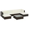 vidaXL Salon de jardin 7 pcs avec coussins R&eacute;sine tress&eacute;e Marron