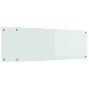 vidaXL Cr&eacute;dence de cuisine 2 pc Blanc 110 x 40 cm verre tremp&eacute;