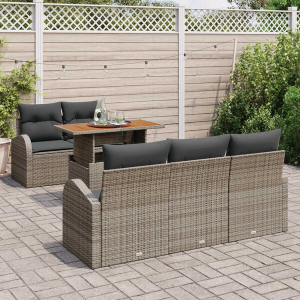 vidaXL Ensemble de canap&eacute; de jardin avec coussin 6 pcs Gris
