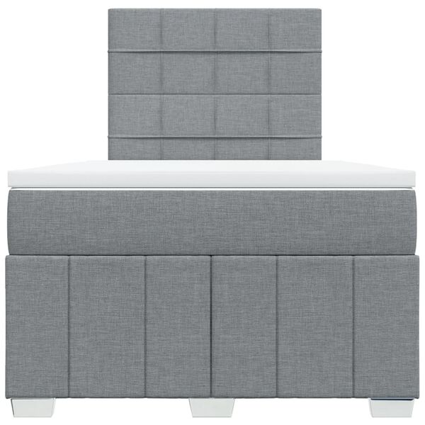 vidaXL Sommier &agrave; lattes de lit et matelas gris clair 120x190 cm tissu