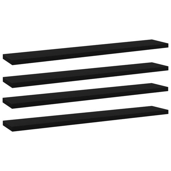 vidaXL Panneaux de biblioth&egrave;que 4 pcs Noir 60x10x1,5 cm Agglom&eacute;r&eacute;