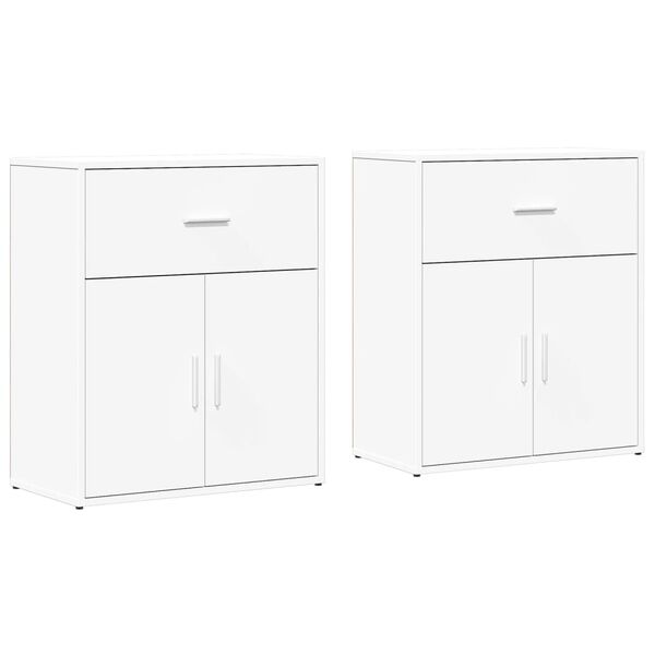 vidaXL Buffets 2 pcs blanc 60x31x70 cm bois d'ing&eacute;nierie