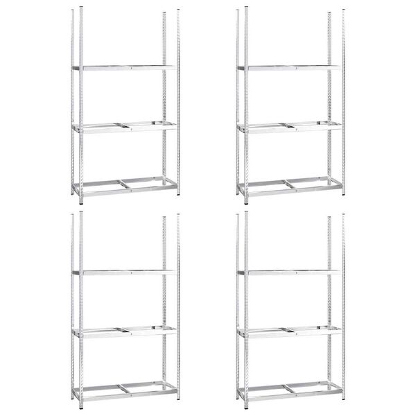 vidaXL Porte-pneus &agrave; 3 niveaux 4 pcs Argent&eacute; 110x40x200 cm Acier
