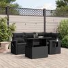 vidaXL Salon de jardin 5 pcs avec coussins noir résine tressée