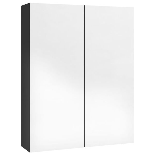 vidaXL Armoire &agrave; miroir de salle de bain 60x15x75 cm MDF Noir brillant