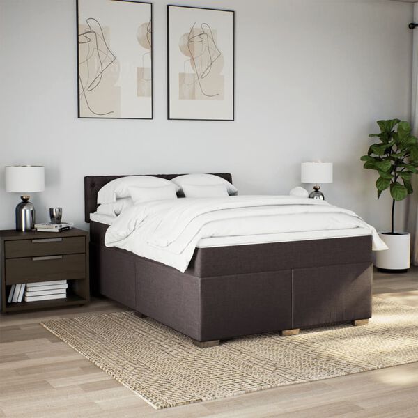 vidaXL Sommier &agrave; lattes de lit avec matelas Marron fonc&eacute; 140x200 cm