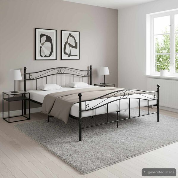 vidaXL Cadre de lit sans matelas noir m&eacute;tal 160x200 cm