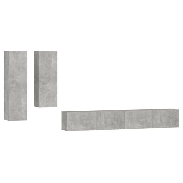 vidaXL Ensemble de meubles TV 4 pcs Gris b&eacute;ton Bois d'ing&eacute;nierie