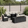 vidaXL Salon de jardin 9 pcs avec coussins noir r&eacute;sine tress&eacute;e