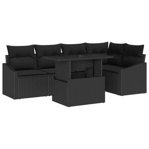vidaXL Ensemble de canap&eacute; de jardin avec coussin R&eacute;glable 6 pcs Noir